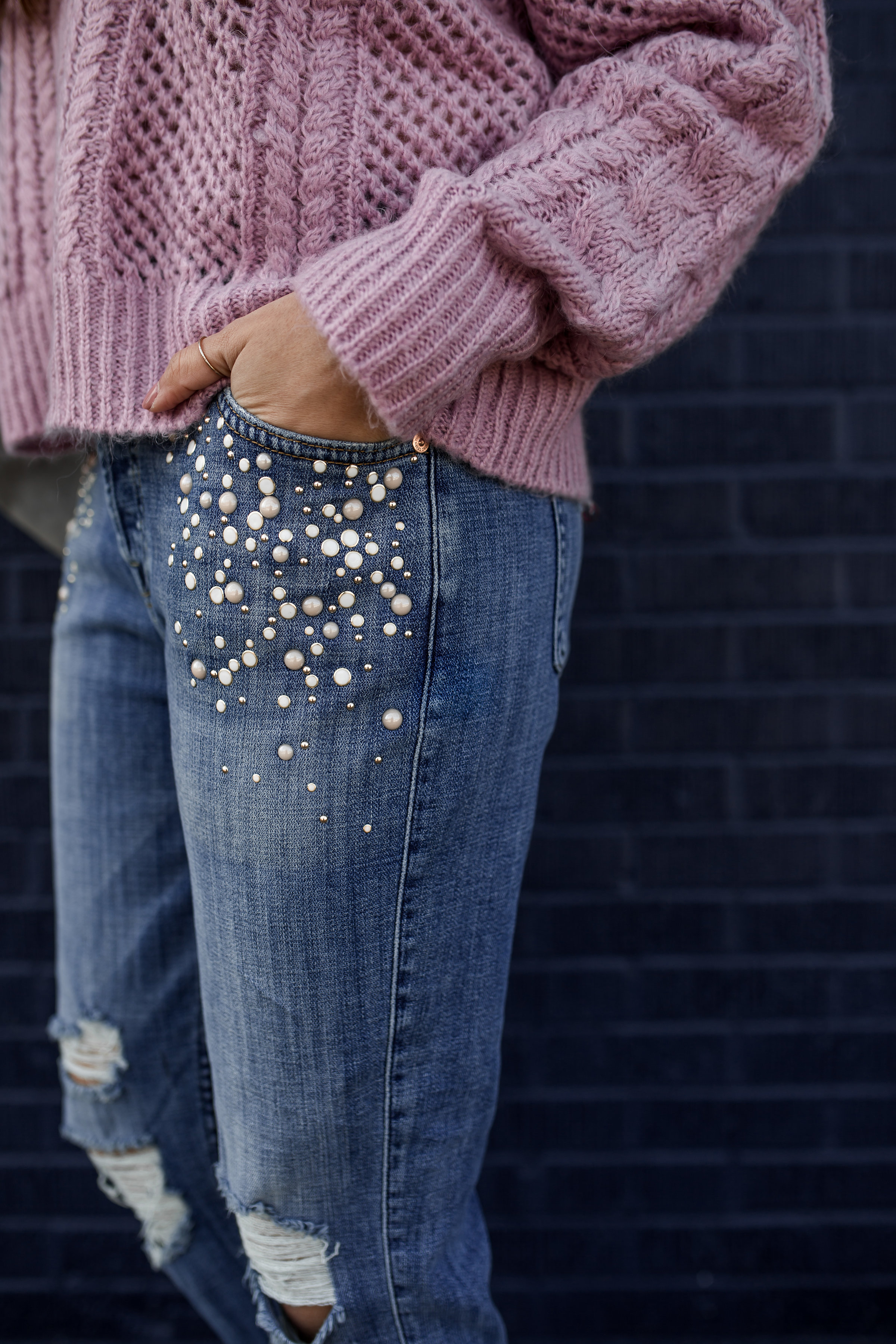 Pearl details on 7 For All Mankind denim