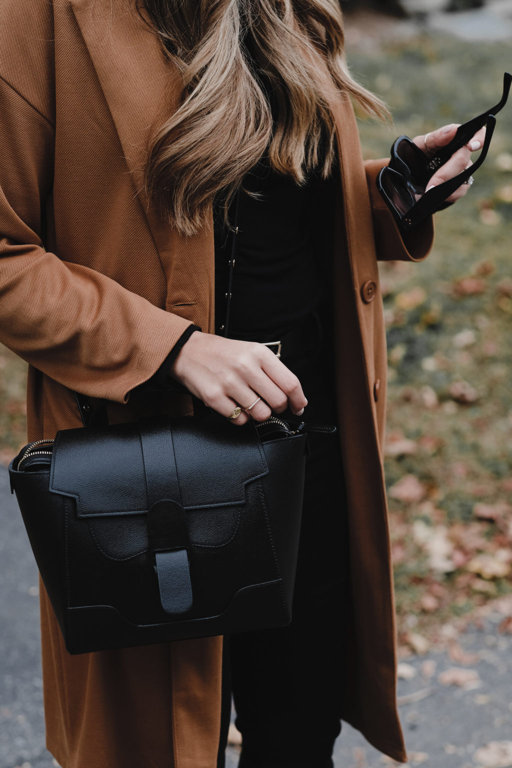 Senreve Bag and Longline Coat for Vermont Roadtrip