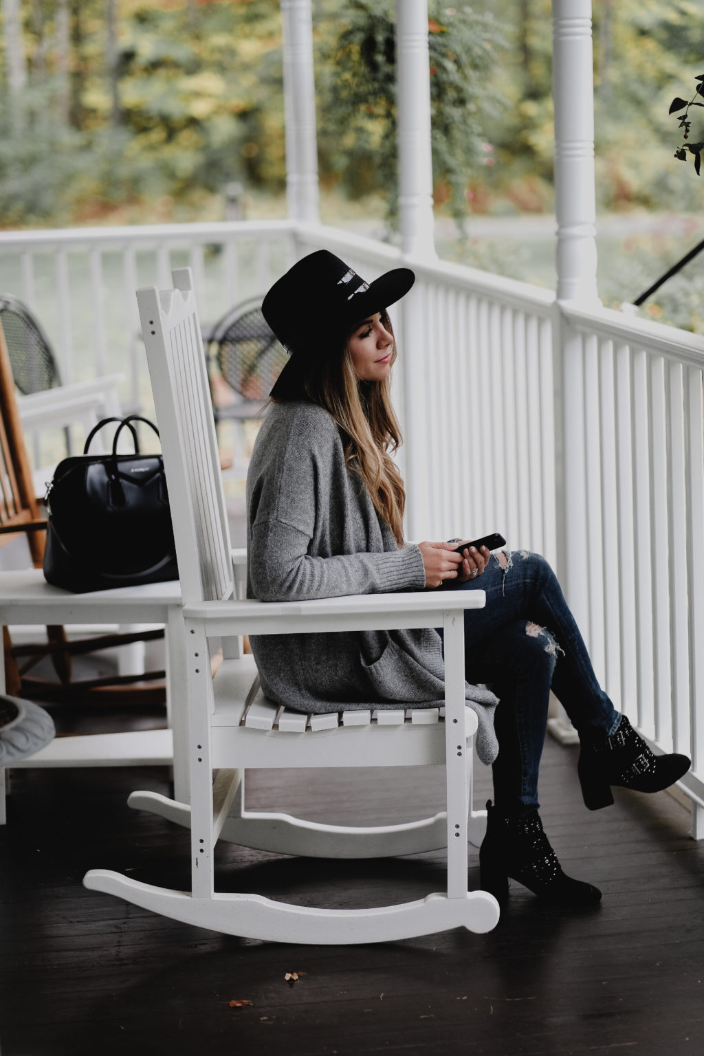 Studded Boots + Grey Cardigan