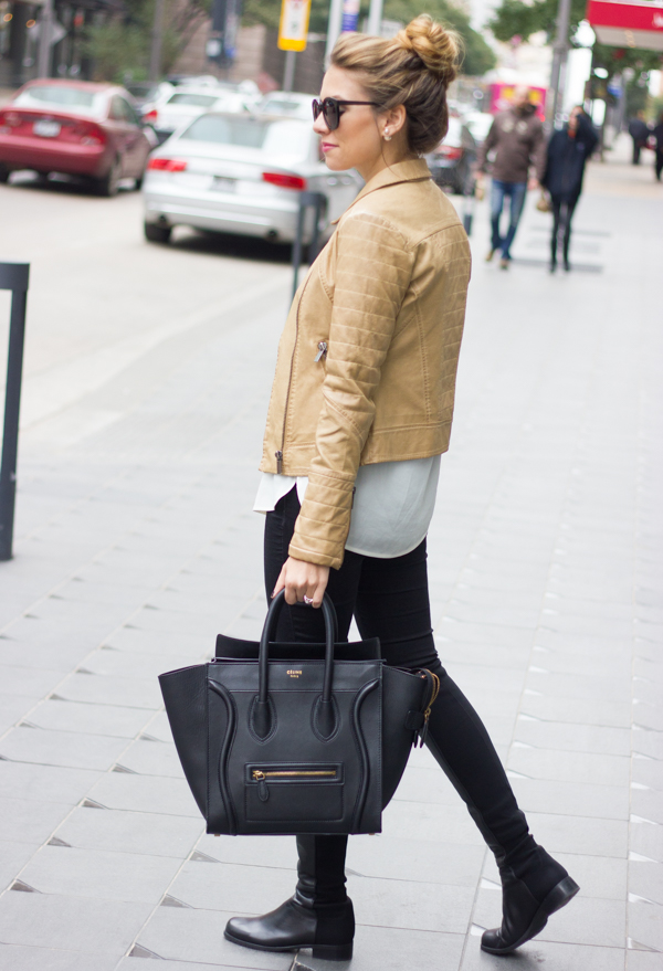 Leather jacket deals fall outfits