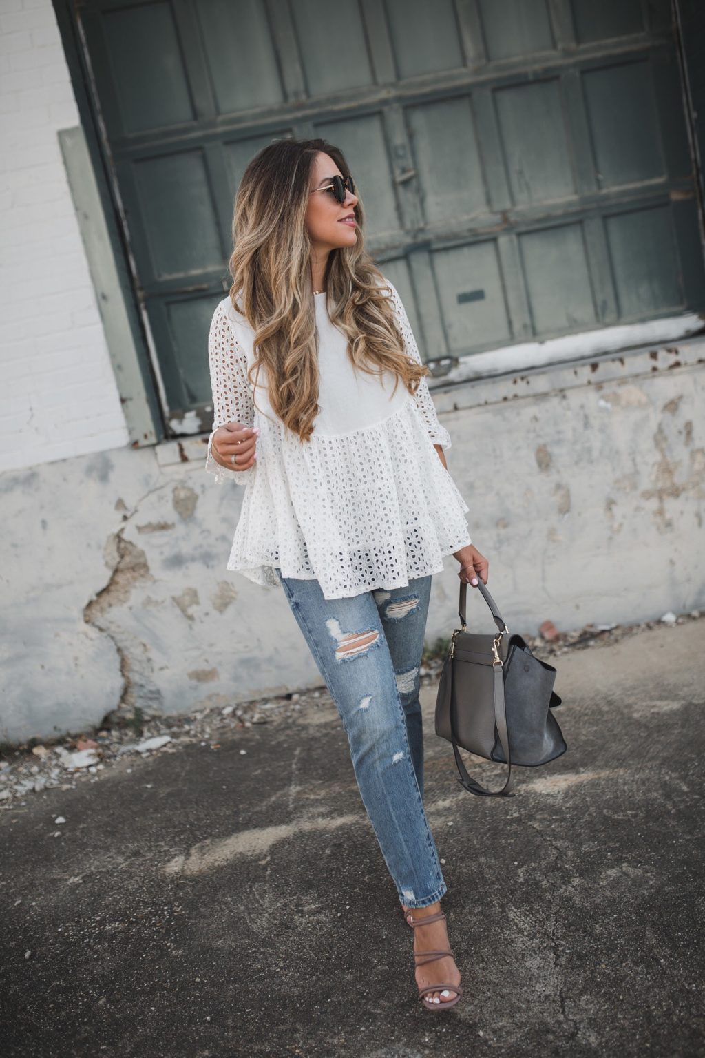 Relaxed fit Eyelet Blouse