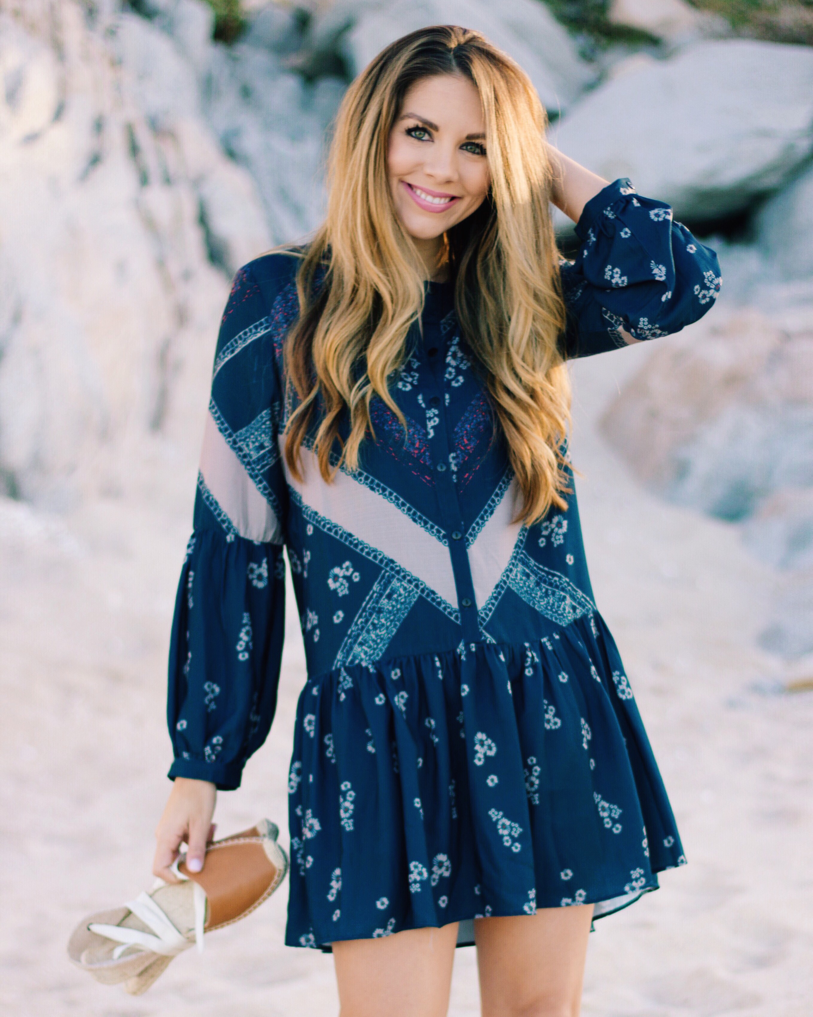 navy blue bohemian dress