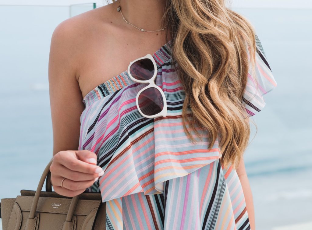 White Sunglasses and Striped Dress