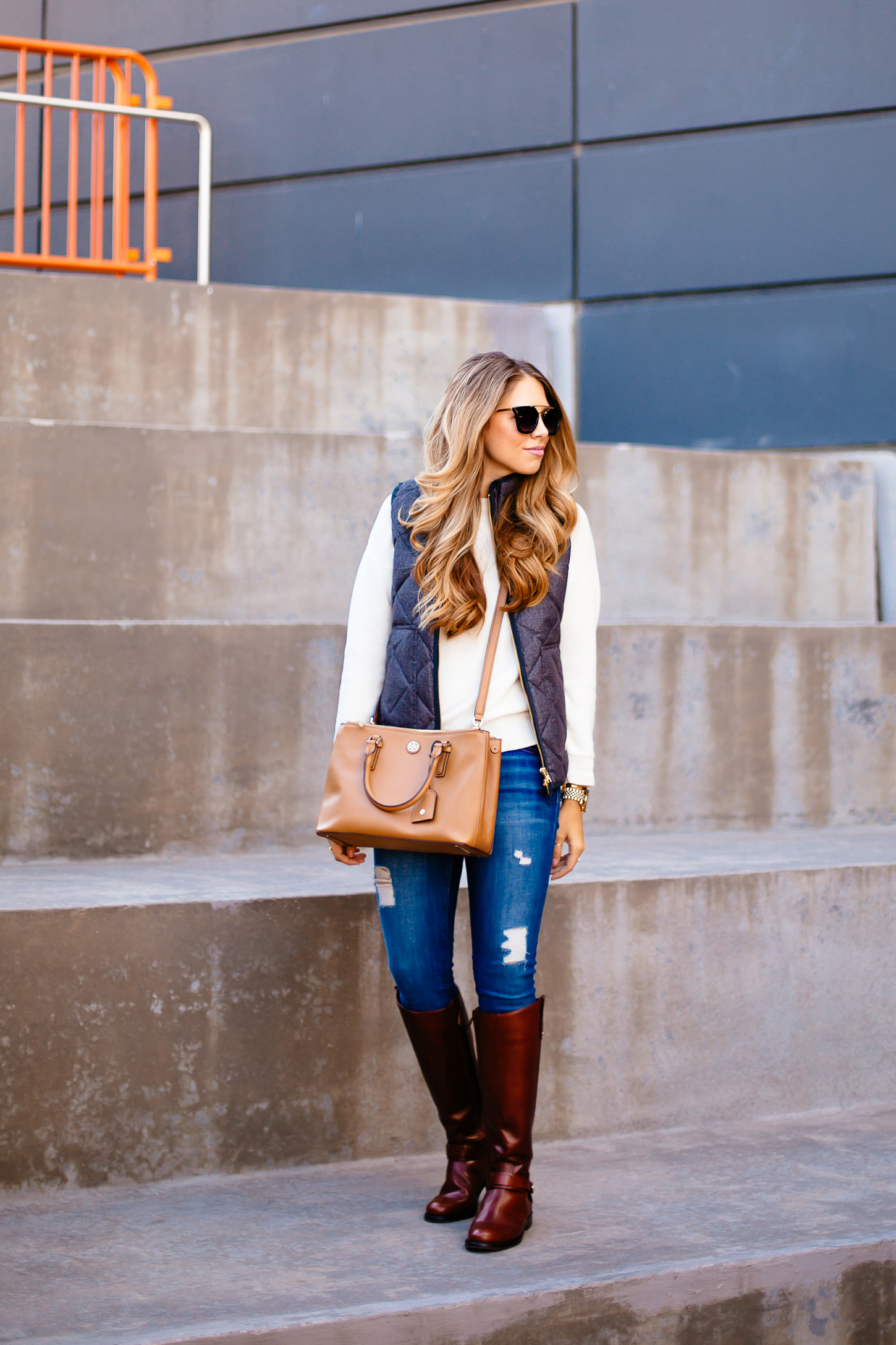 Quilted Vest & Riding Boots  The Teacher Diva: a Dallas Fashion Blog  featuring Beauty & Lifestyle