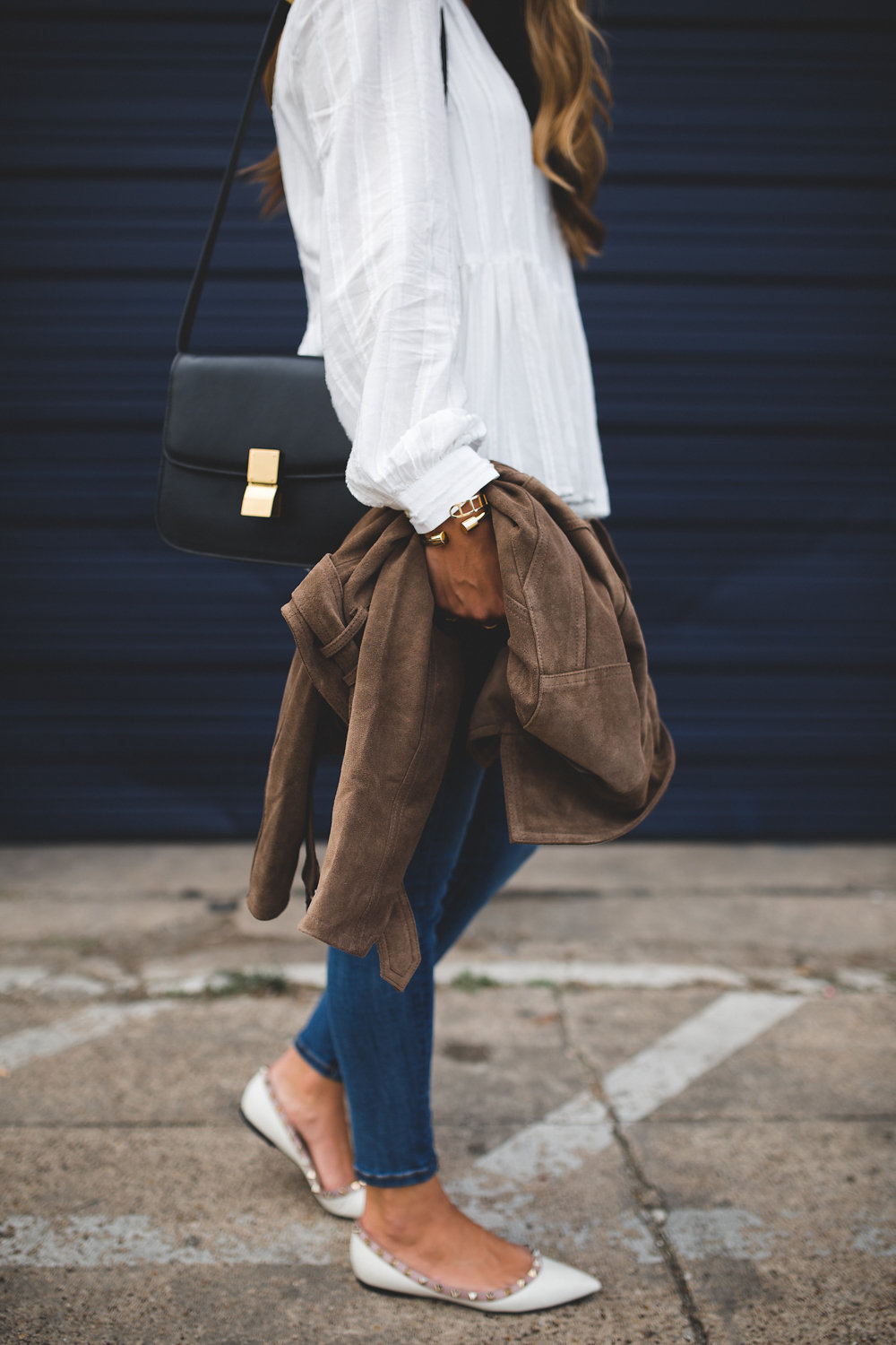 White Valentino Flats Outfit