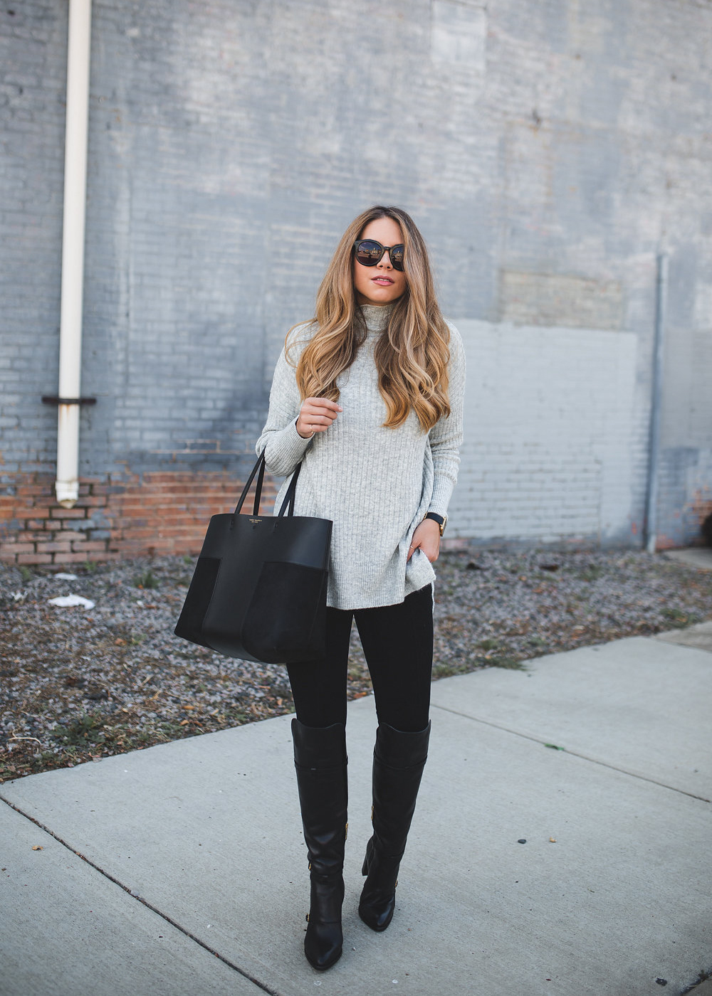 Black Leggings with Sweater 