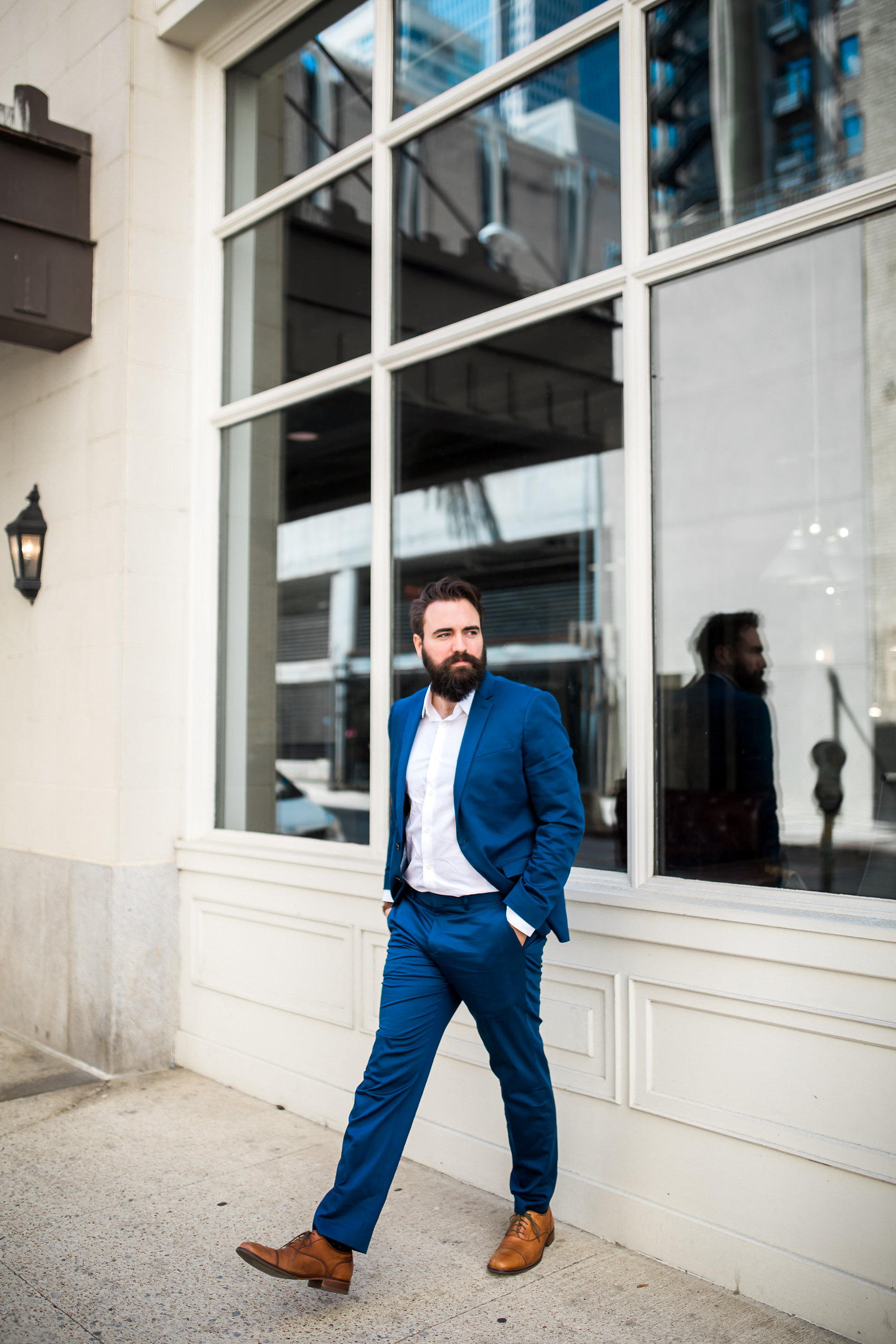 Mens Navy Suit with White Shirt 