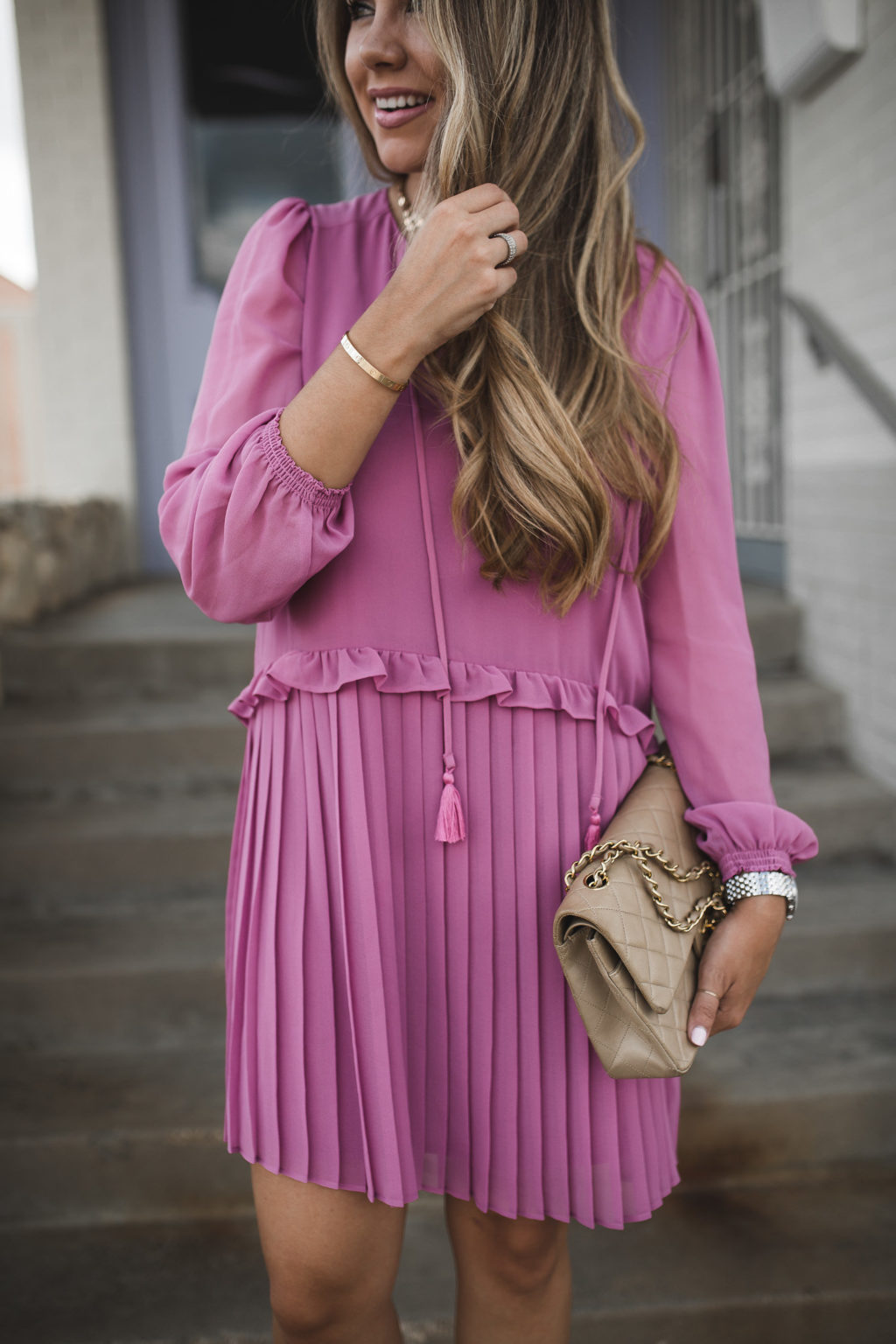 Long Sleeve Pink Dress