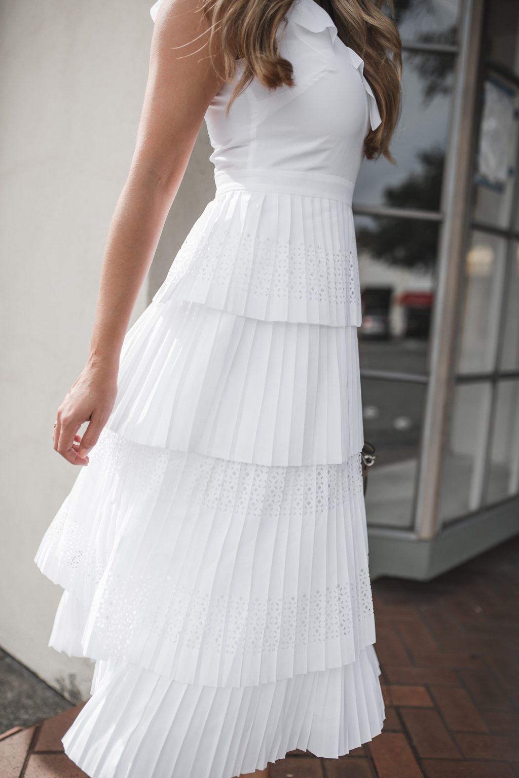 white ruffle dress