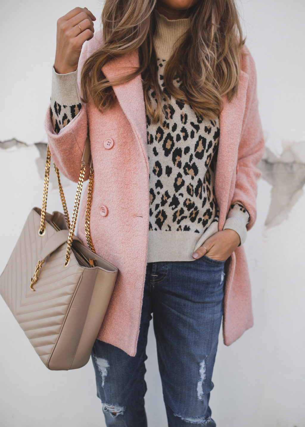 Pink Coat and Leopard Sweater 