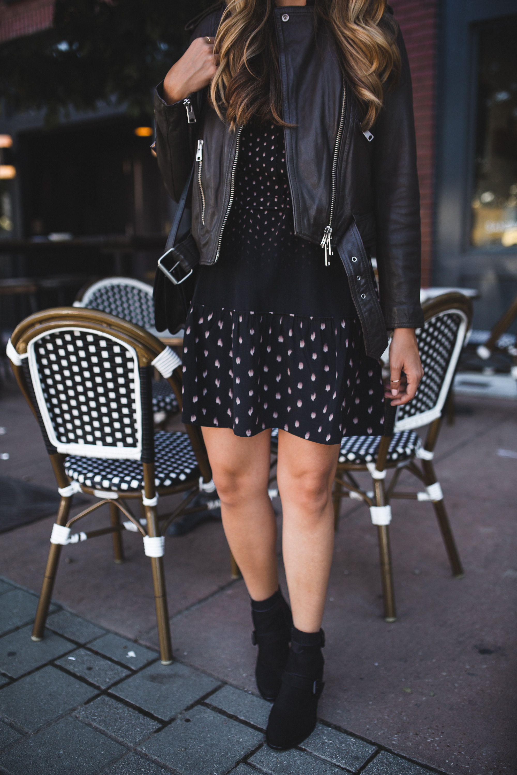 Leather Moto Jacket With Dress 