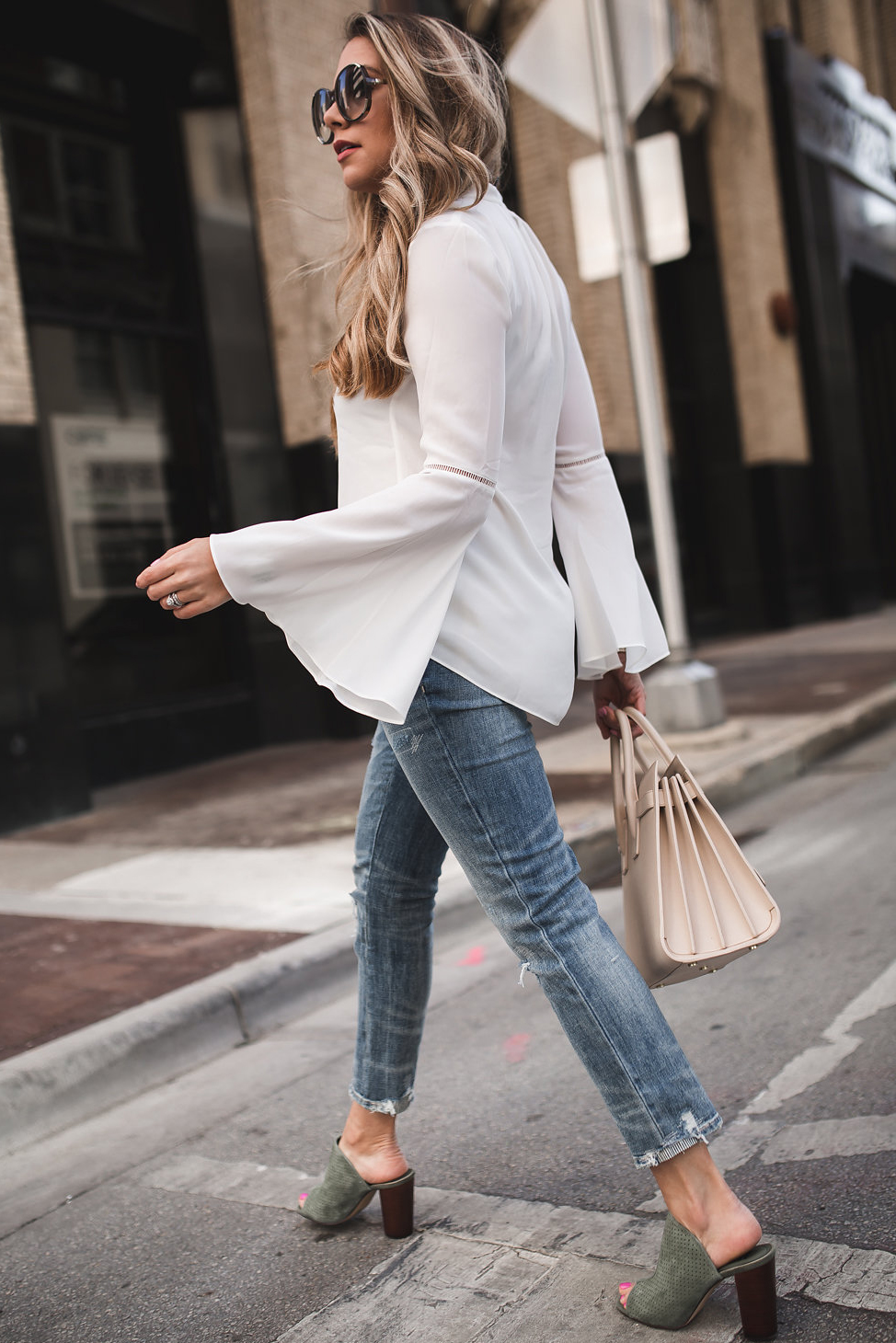 White Bell Sleeve Top Outfit 
