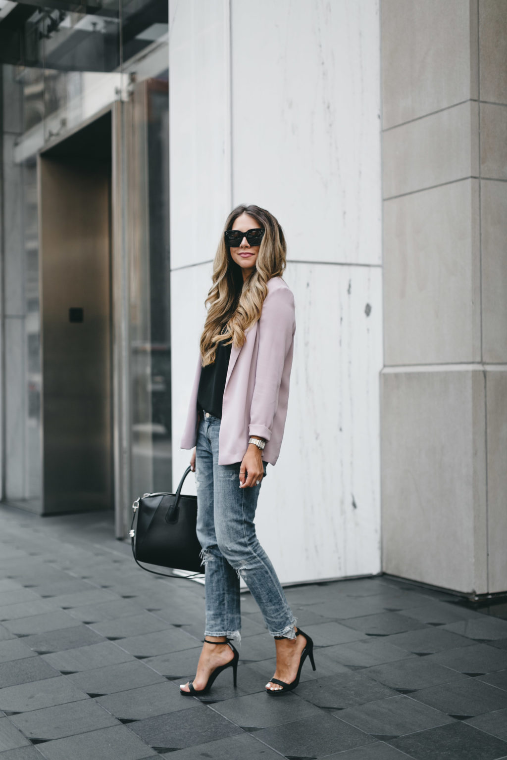 Boyfriend blazer and ripped jeans