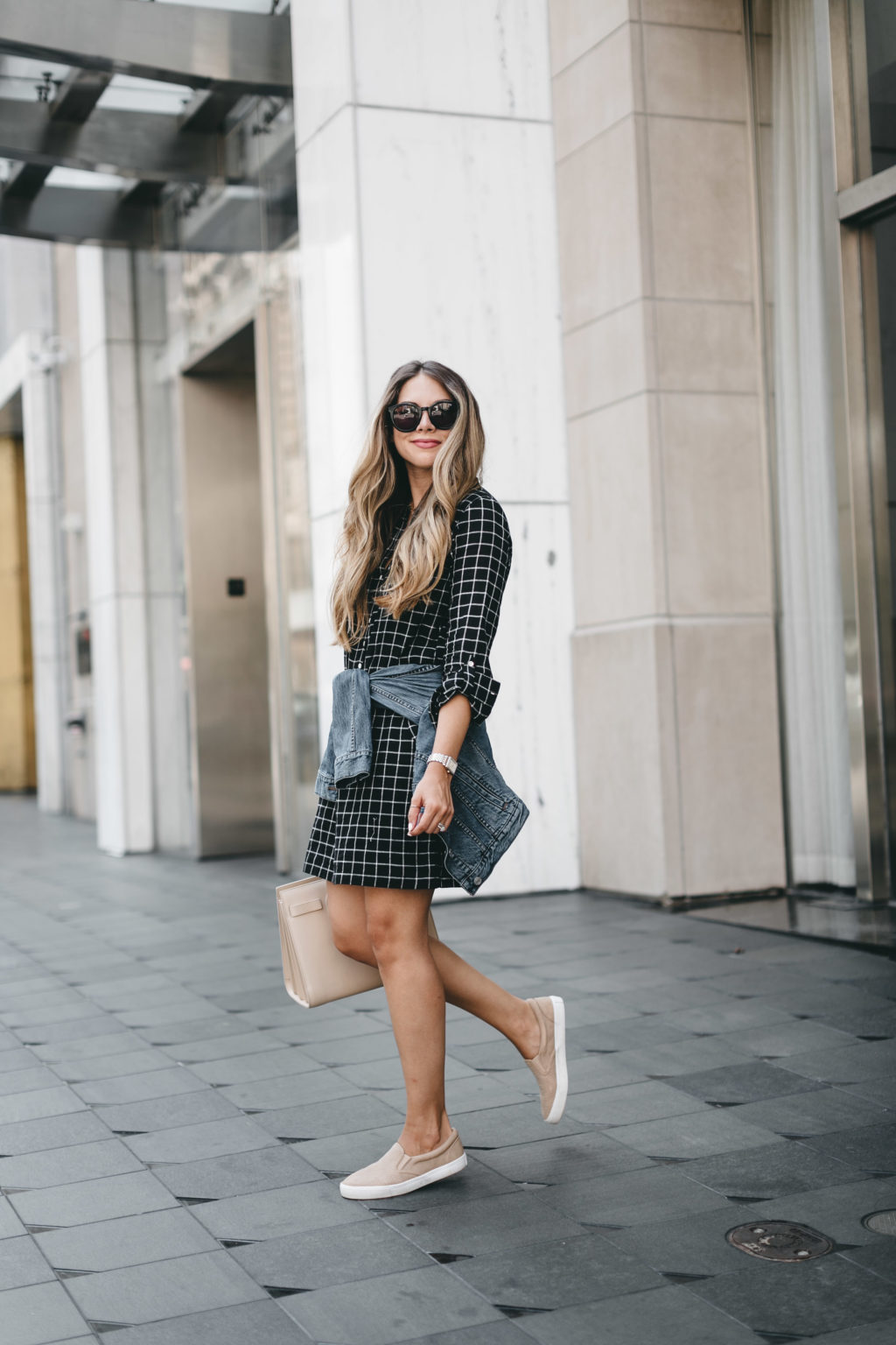 sneakers and dress outfit 