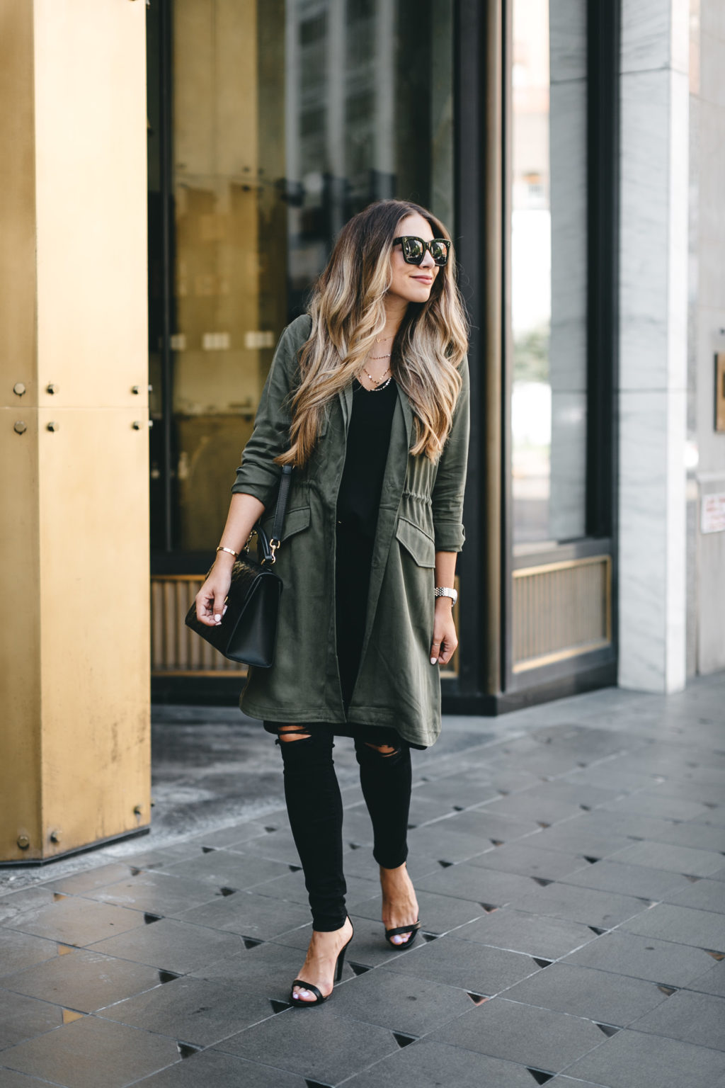 versatile army green trench coat