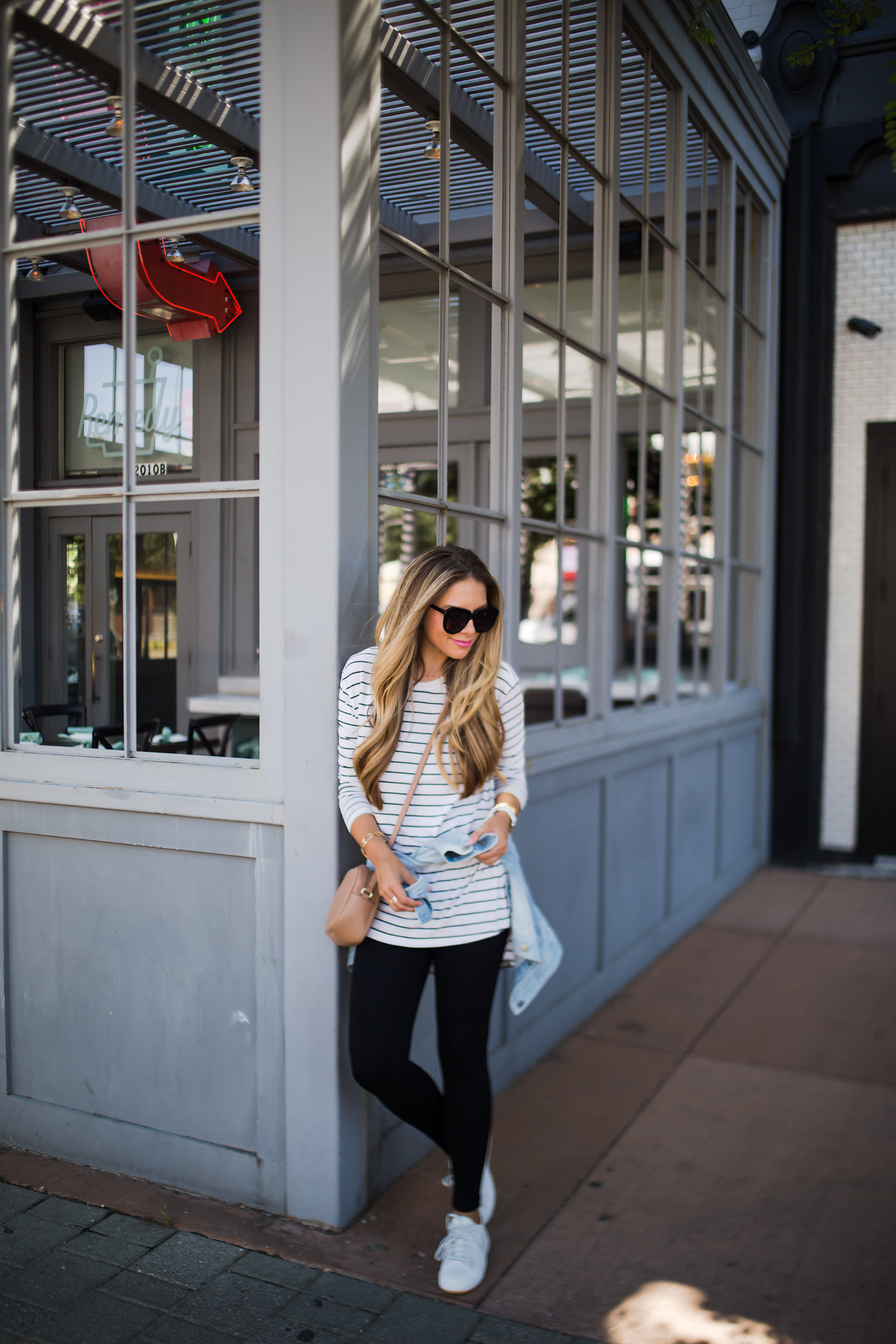 Striped Tunic with Denim Jacket 