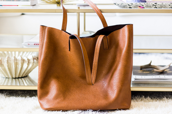 brown leather tote