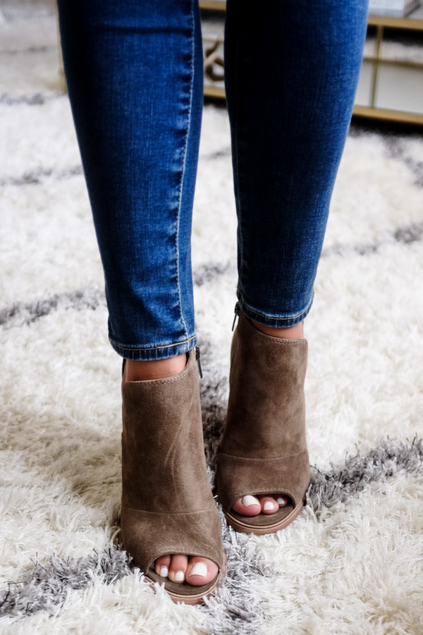 Vince Camuto Open Toe Suede Booties 