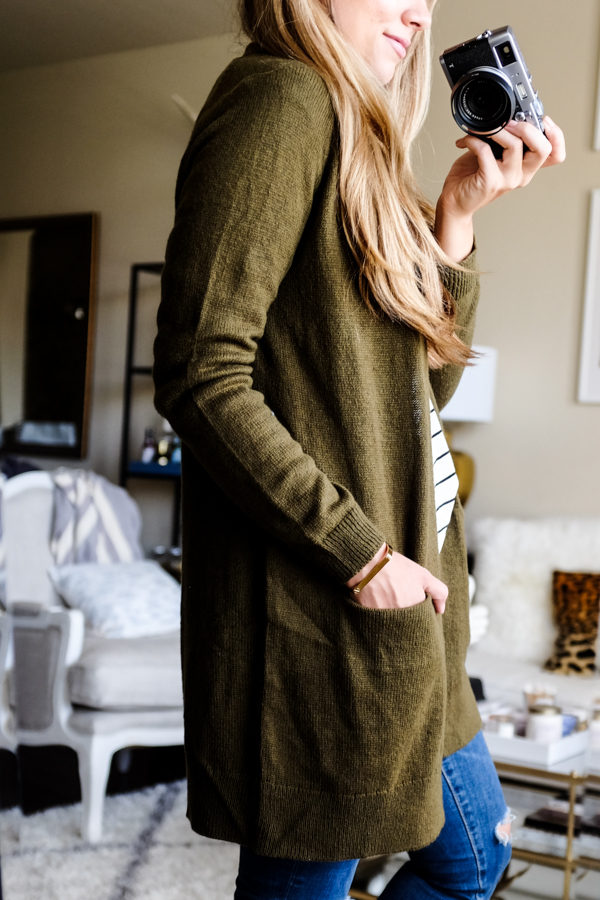 GREEN CARDIGAN FALL OUTFIT 