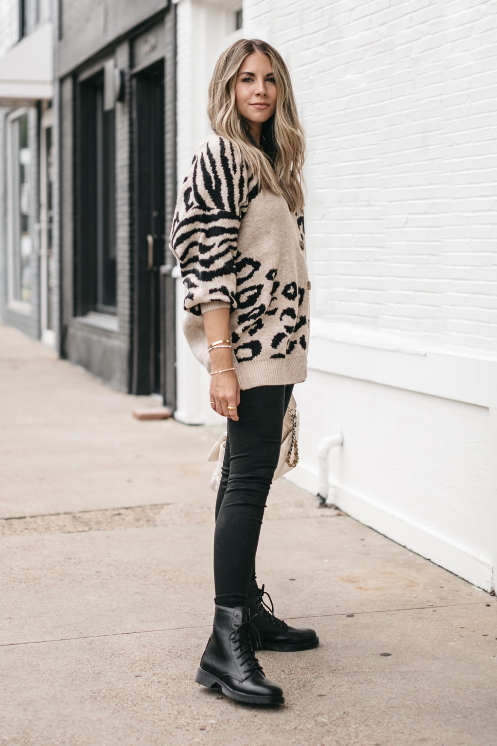 Animal Print Cardigan Street Style