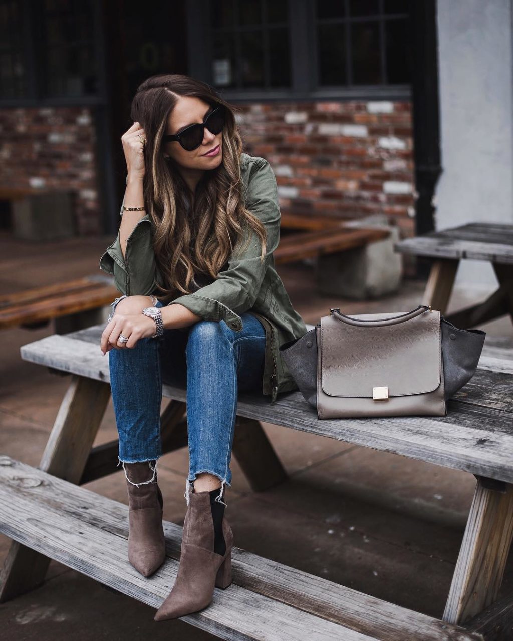 Military Jacket and Distressed Denim