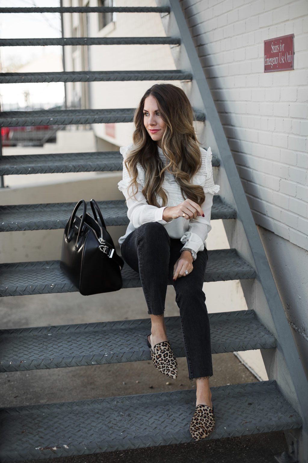 Ruffle blouse and cropped denim