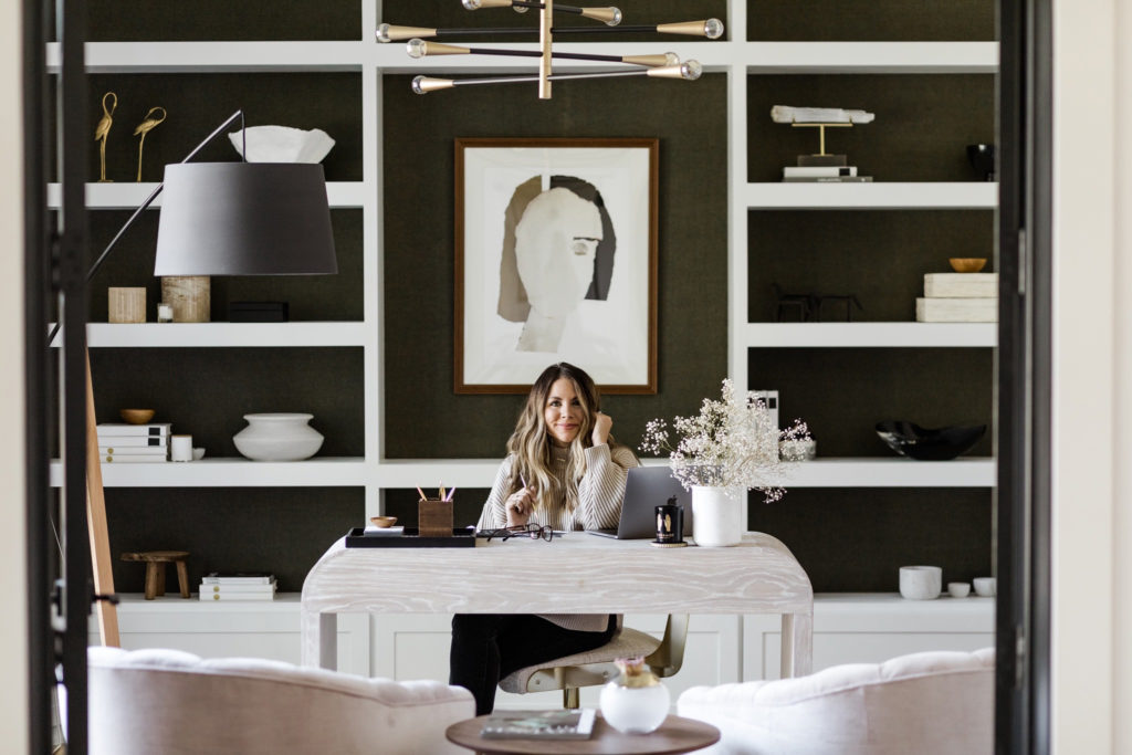 black and white bookshelf