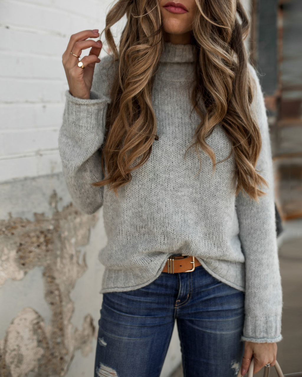 Grey Turtleneck Sweater