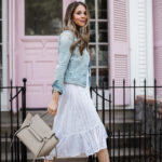 My Favorite Spring Combo: A White Eyelet Dress with Denim Jacket