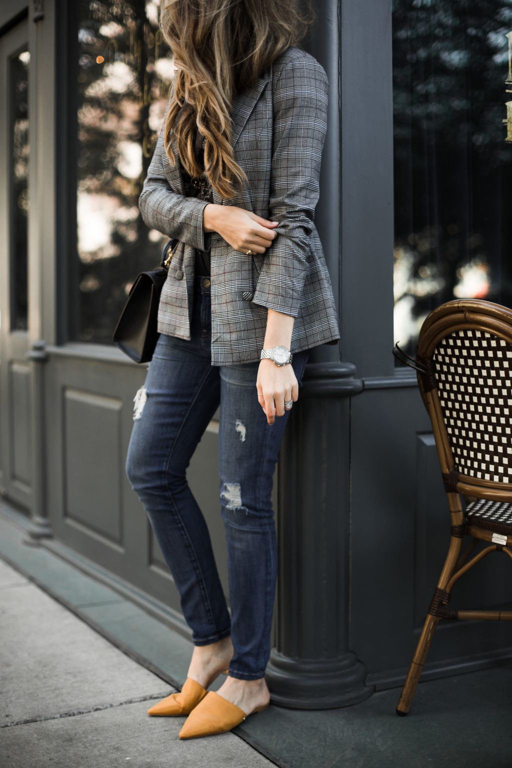 Plaid Blazer and Anine Bing Tee