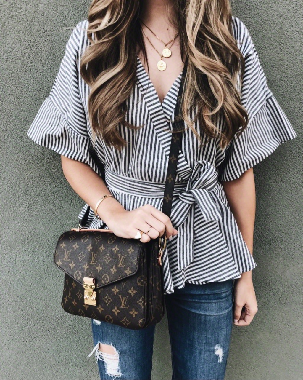 Striped Wrap Blouse for Spring