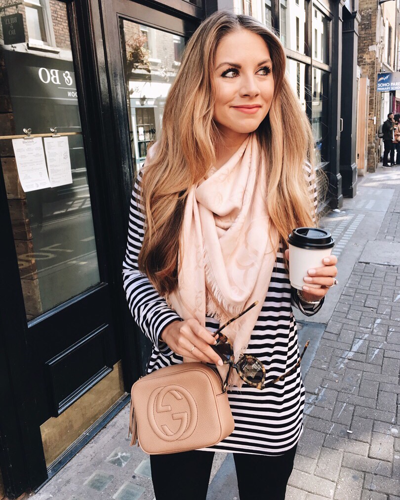 Striped Shirt and Scarf Outfit 