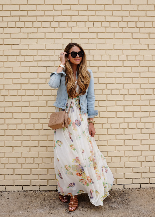 Floral Maxi Dress and Denim Jacket