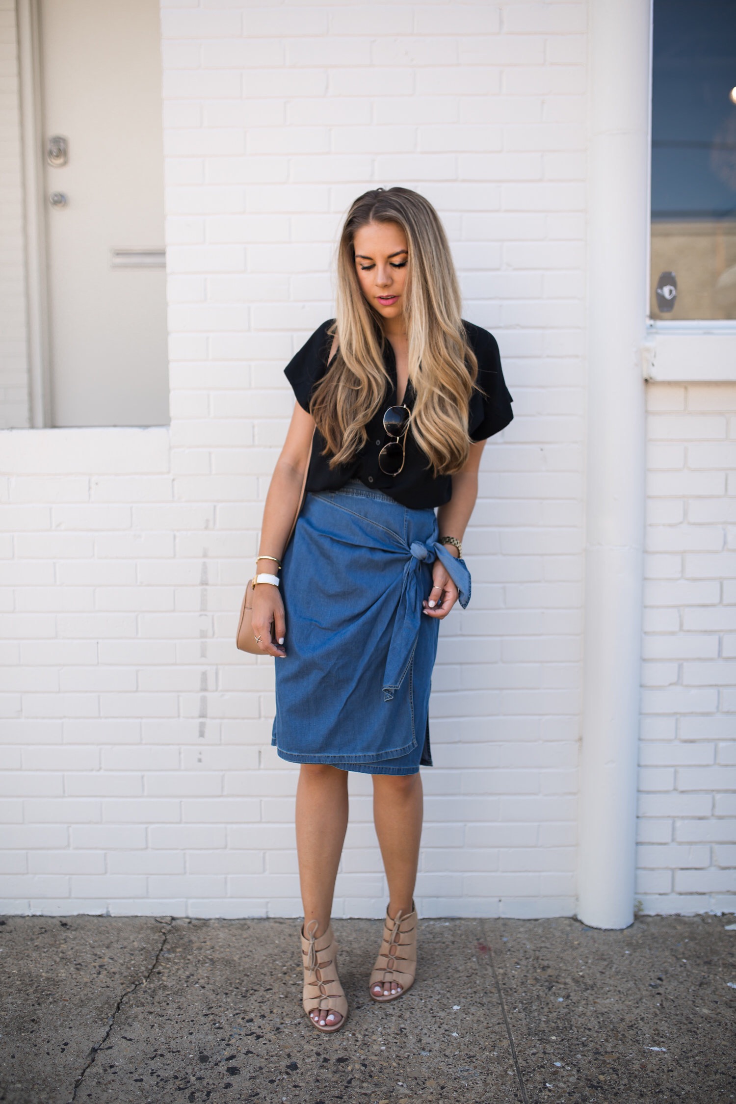 denim skirt tie waist