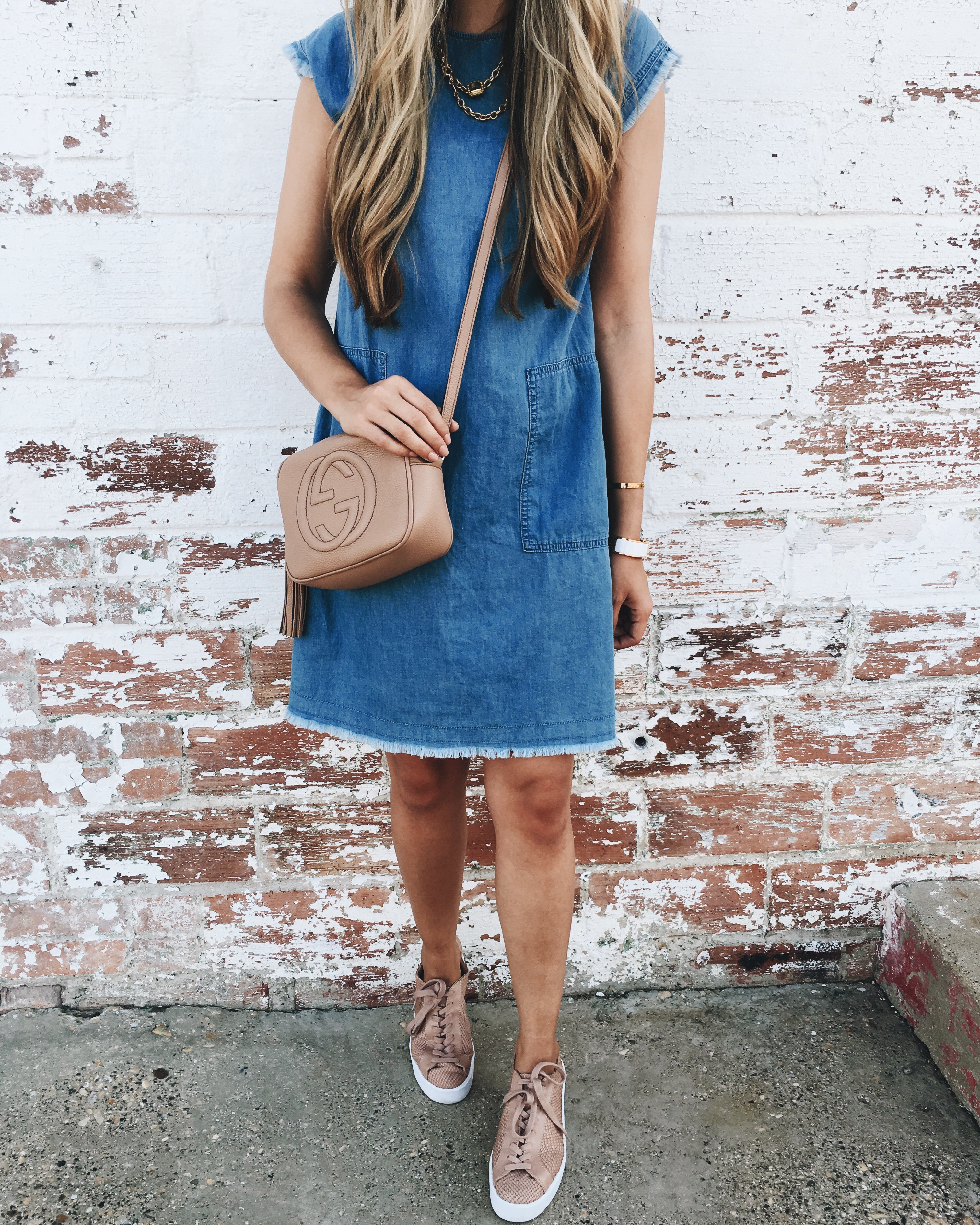 denim shift dress