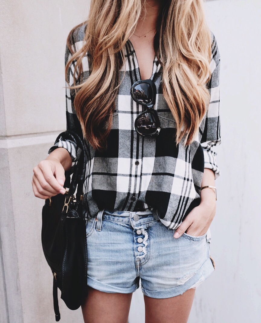 Black and White Plaid Top 