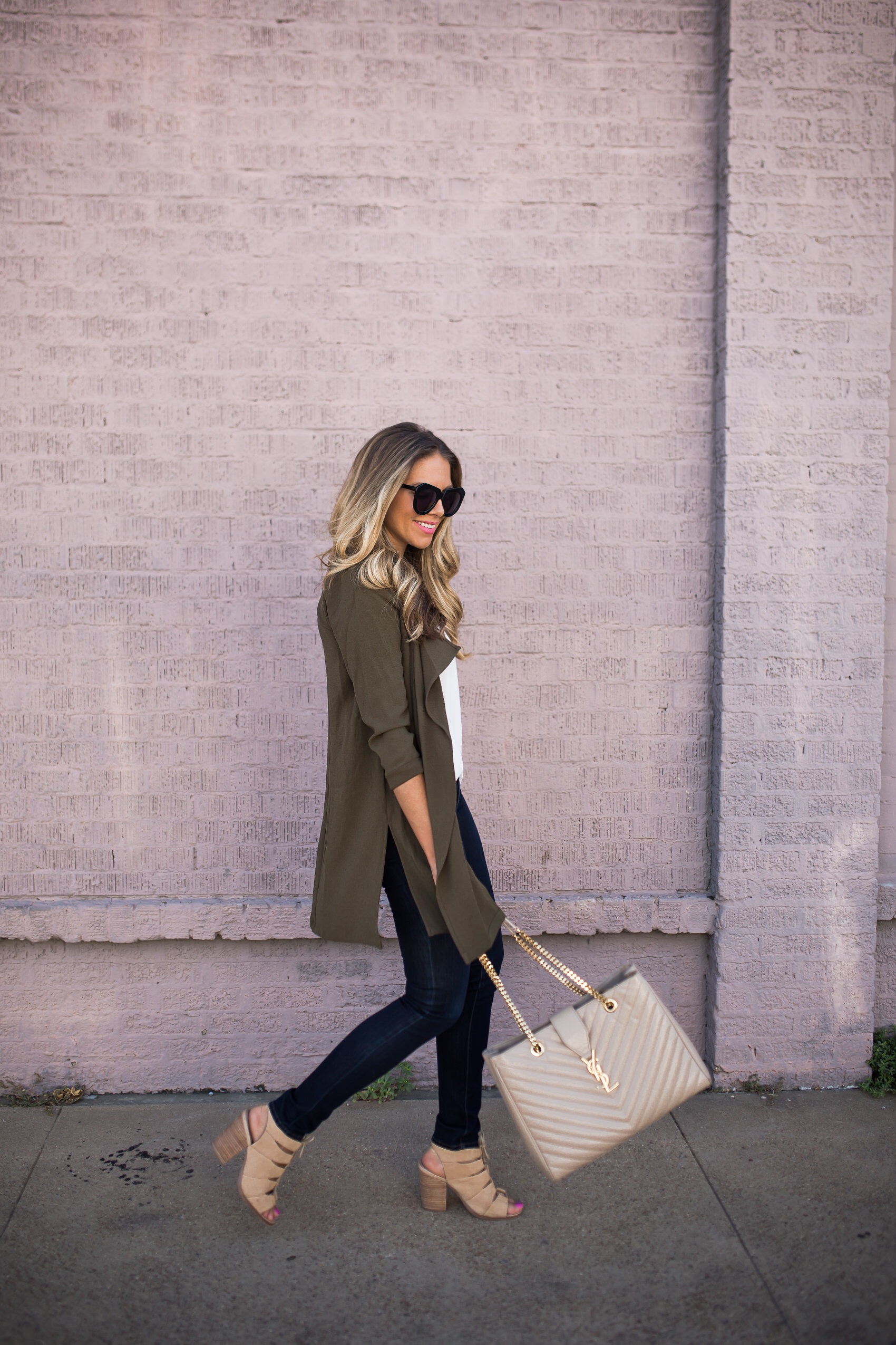 Olive Drape Front Jacket  The Teacher Diva: a Dallas Fashion Blog  featuring Beauty & Lifestyle