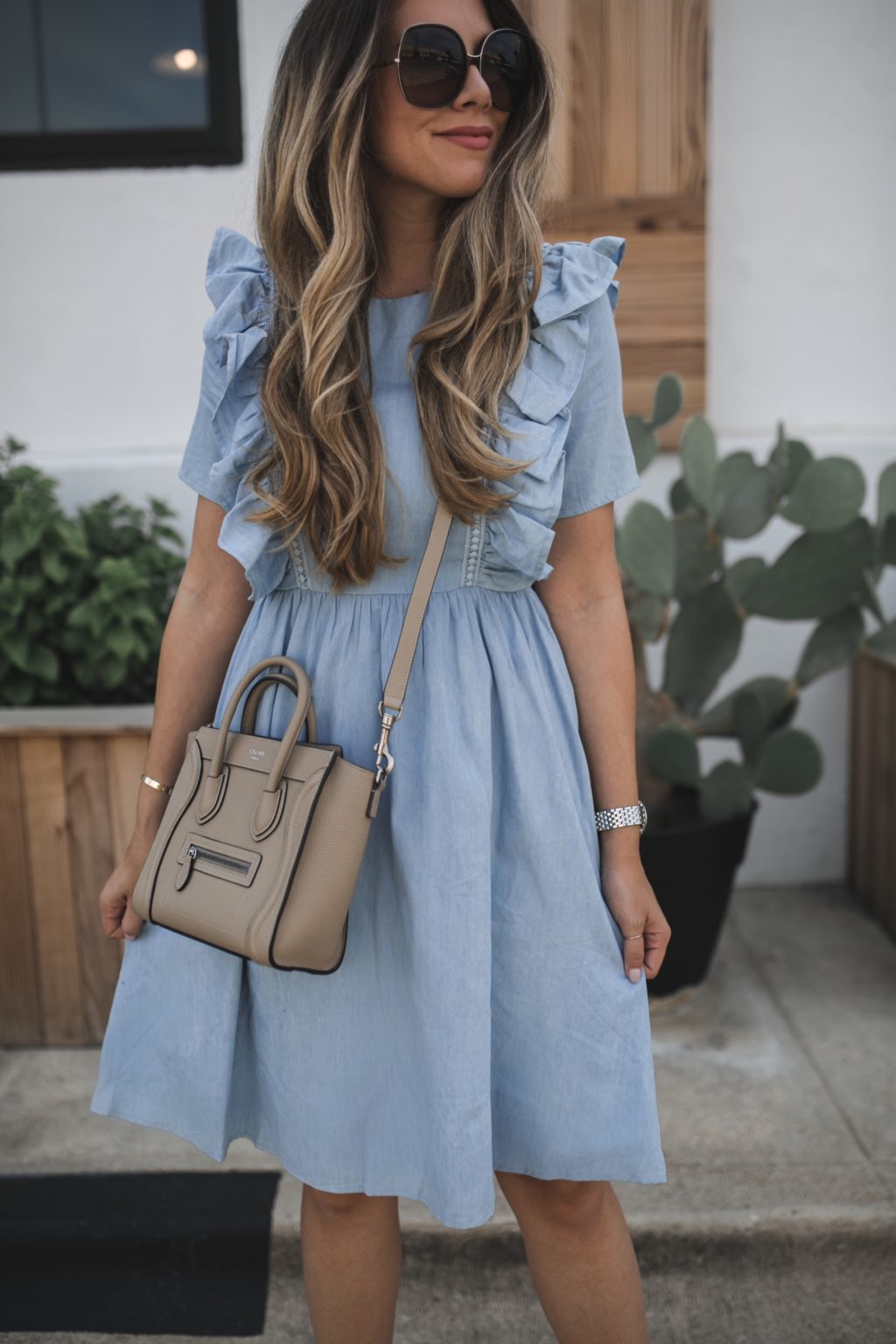 A Ruffled Chambray Dress