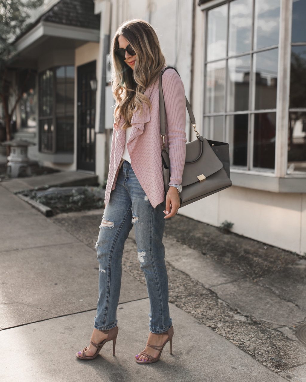 lavender cardigan