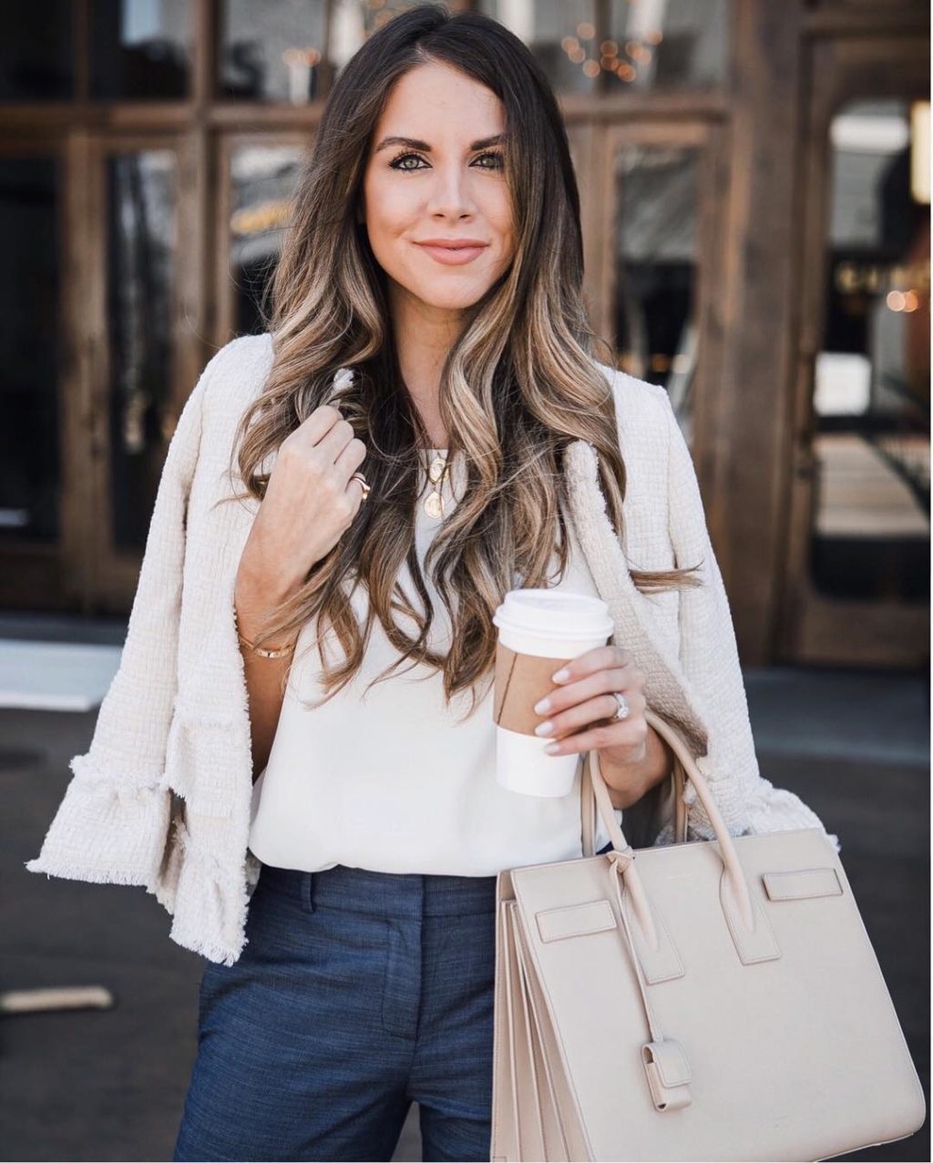 Tweed Jacket and Saint Laurent Small Sac De Jour