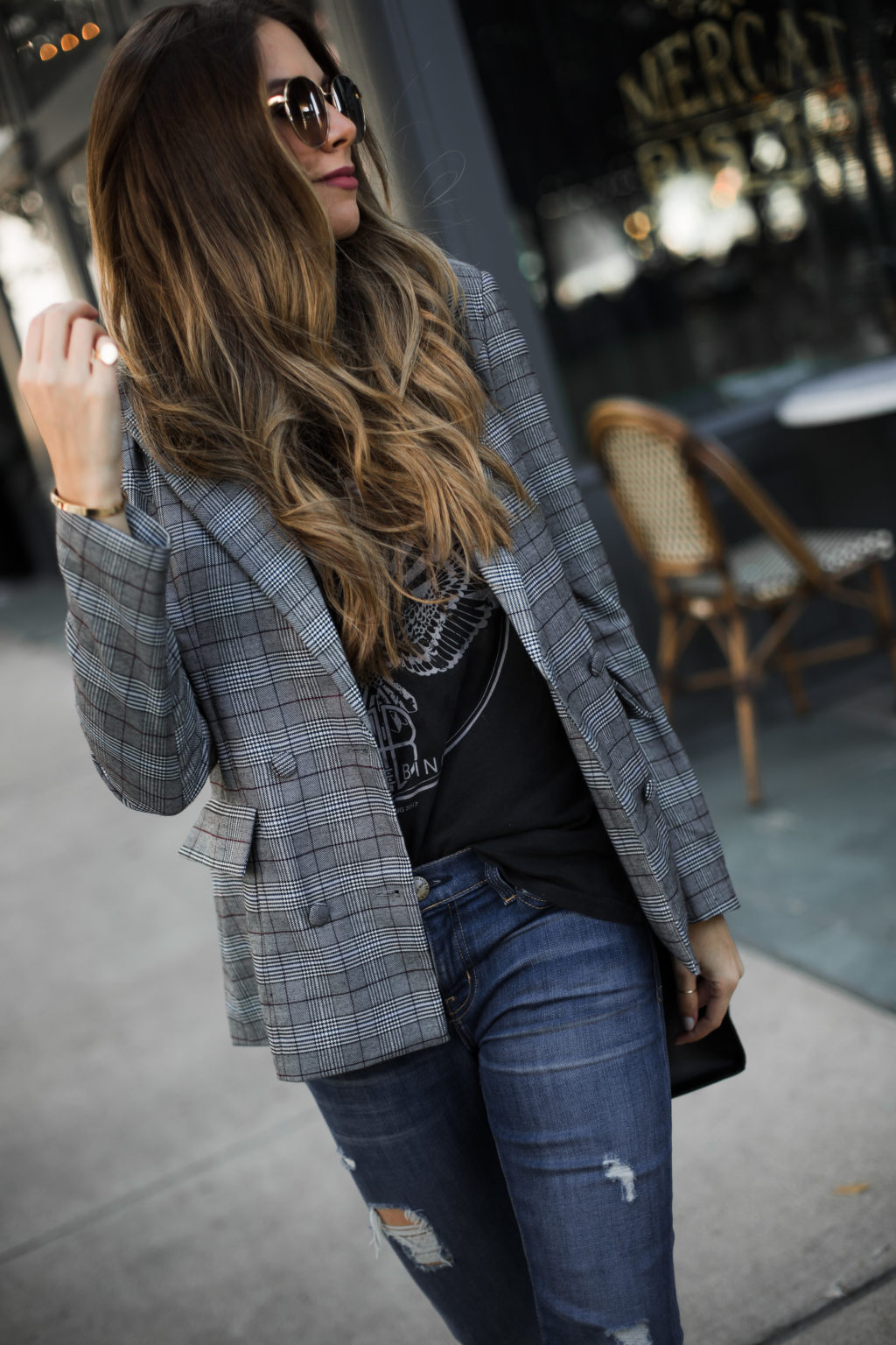 Boyfriend Plaid Blazer