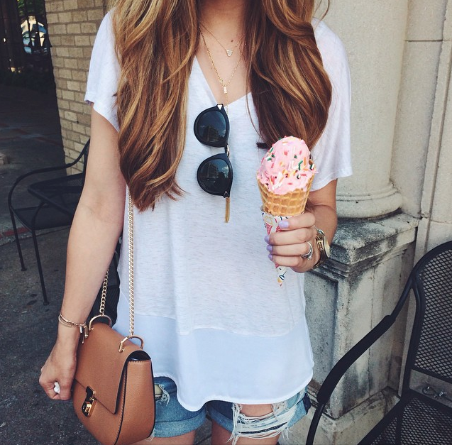 White V Neck Tee