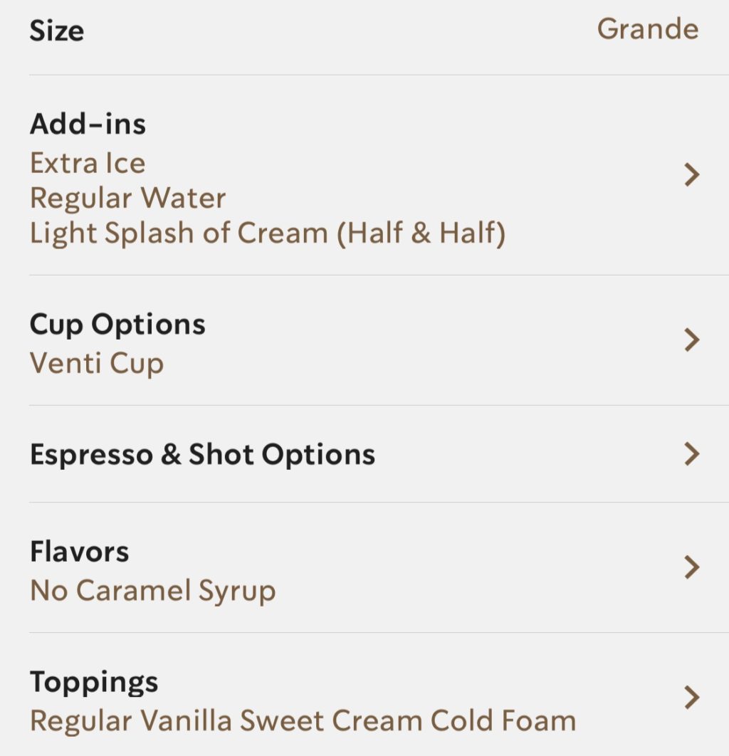 Starbucks Cold Foam Order