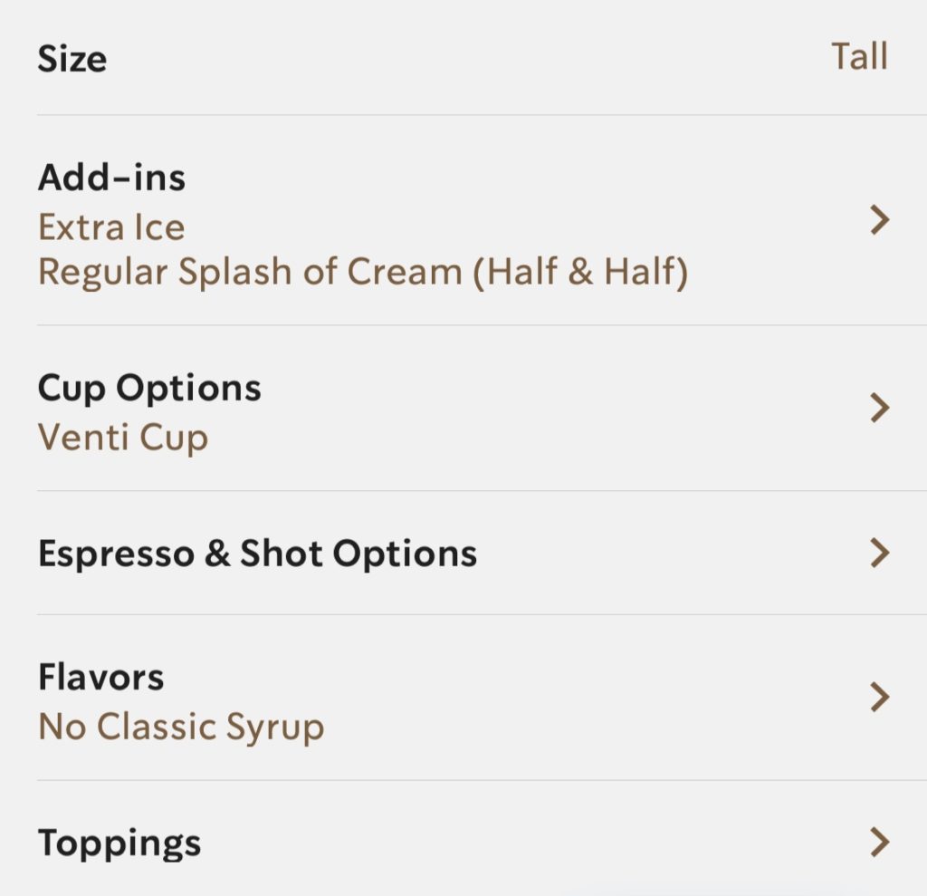 Starbucks Low-Carb Order