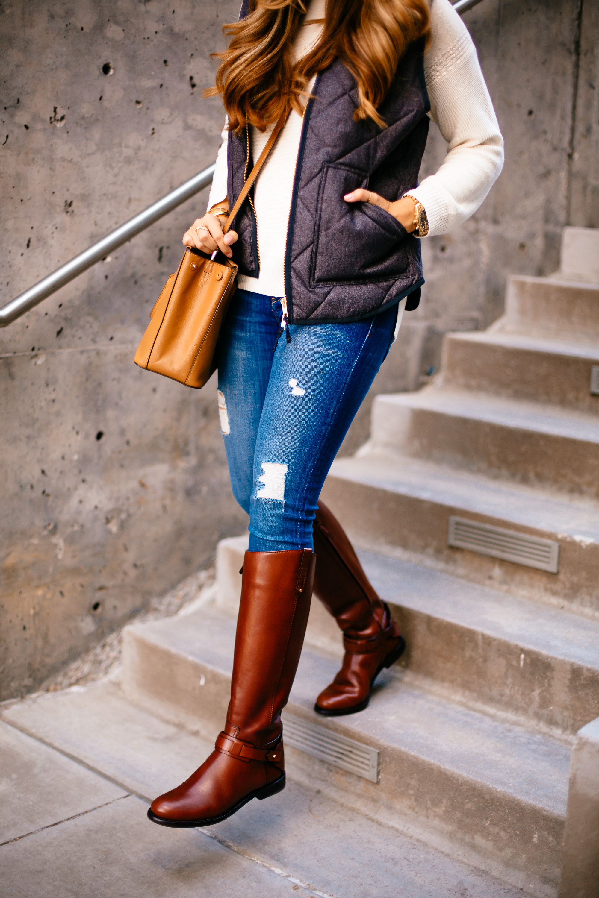 Quilted Vest & Riding Boots | The Teacher Diva: a Dallas Fashion Blog  featuring Beauty & Lifestyle