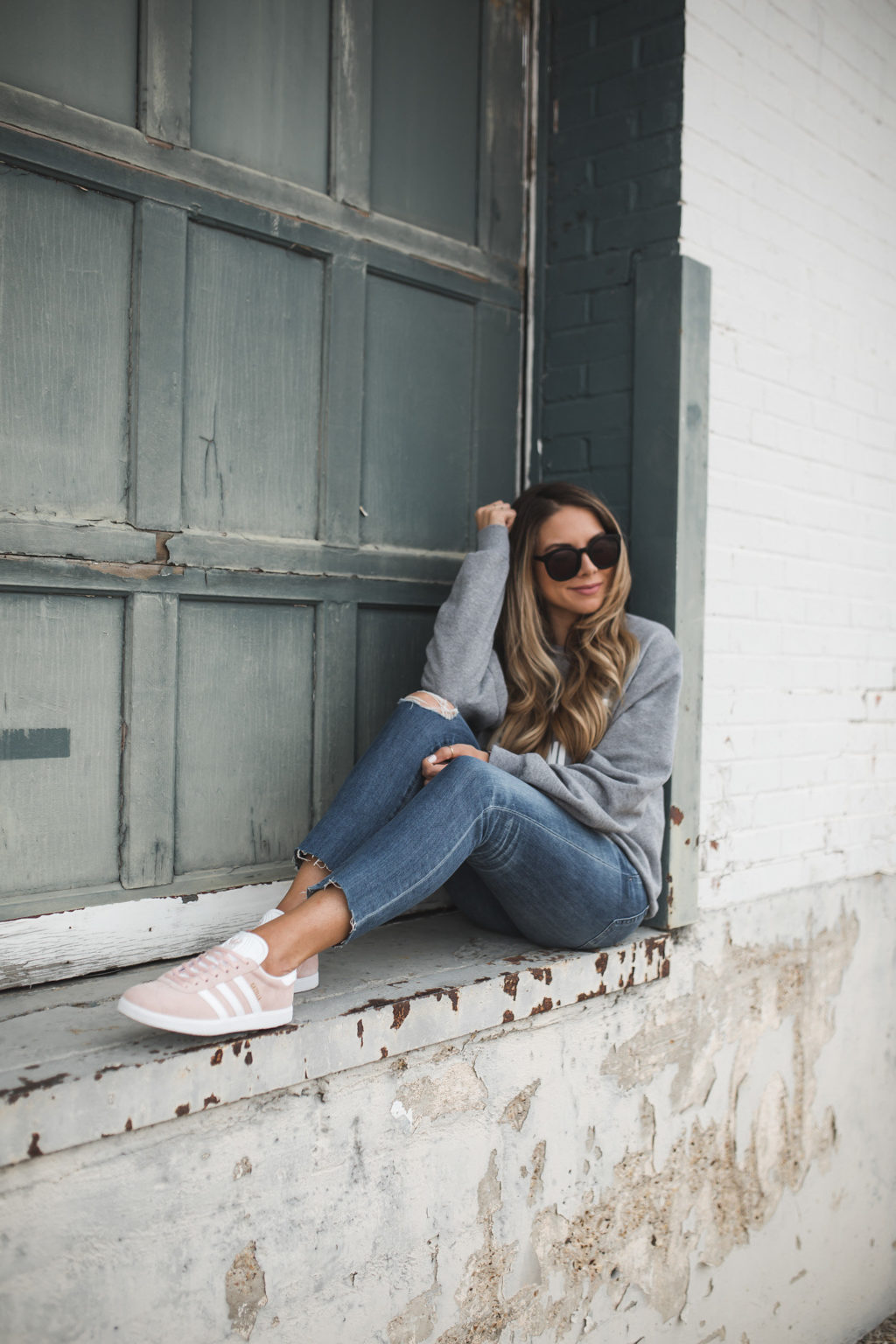 adidas gazelle blue outfit