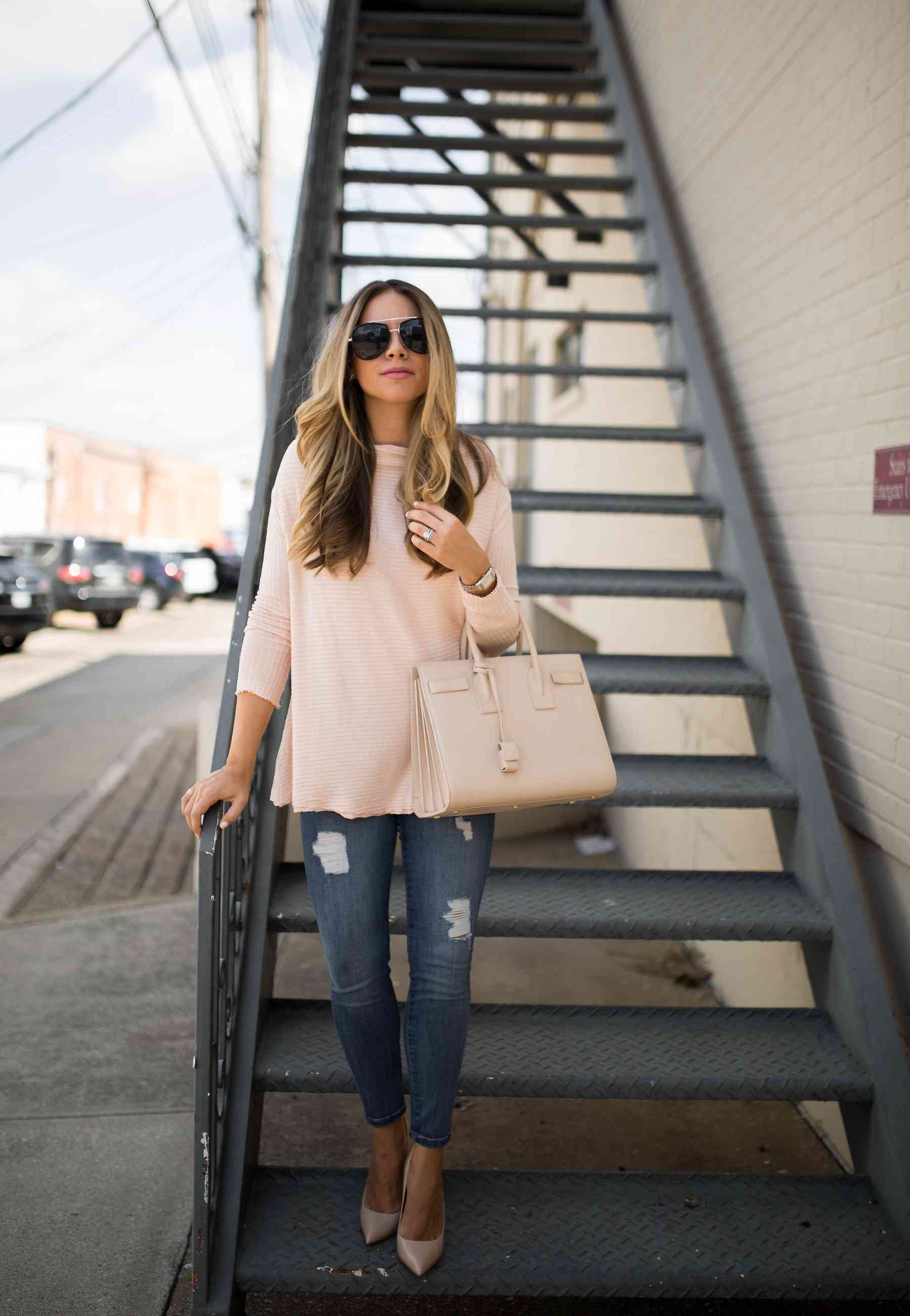 blush sweater outfit