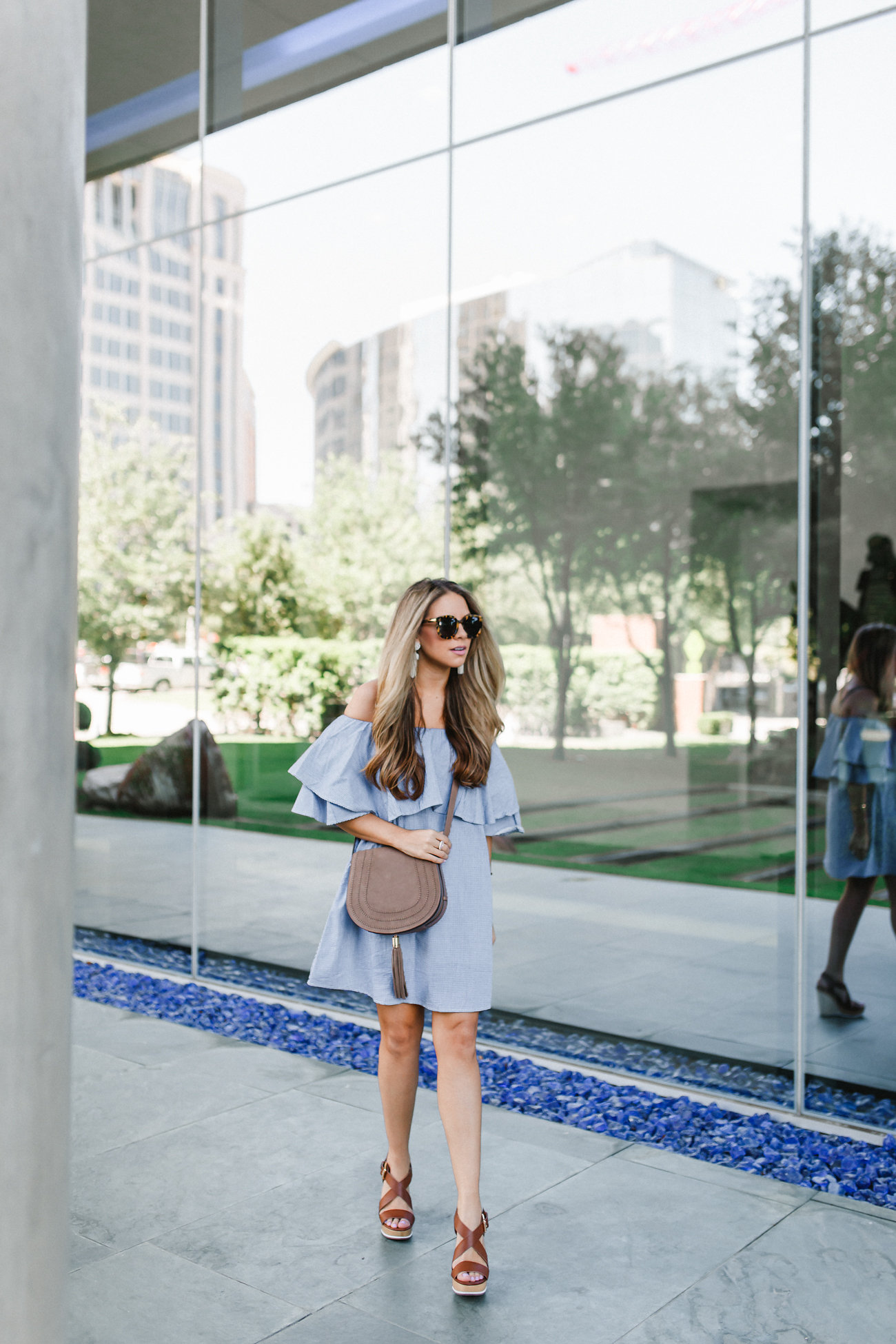 Ruffled Off the Shoulder Dress Outfit 