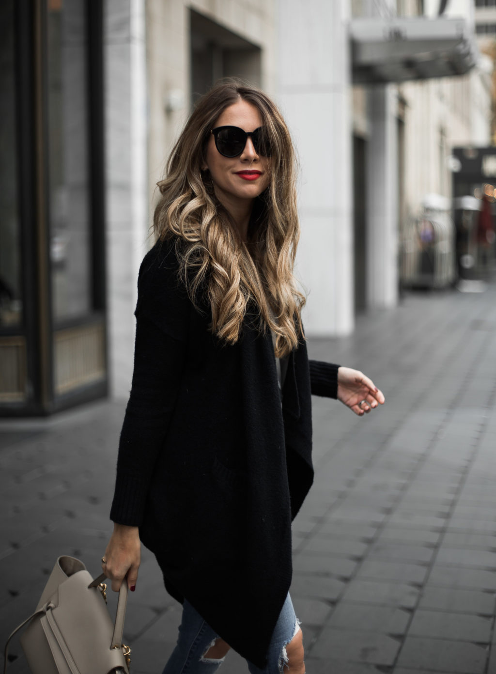 black cardigan