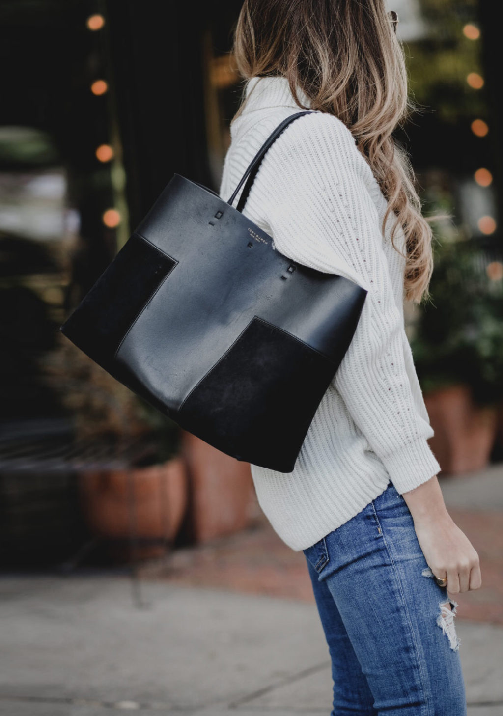 Tory Burch black leather Tote 